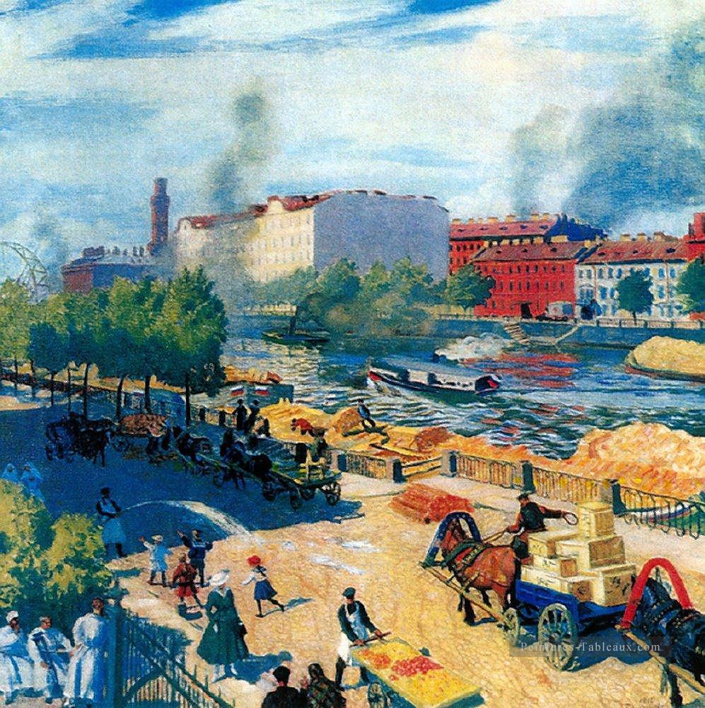 fontanka 1916 Boris Mikhailovich Kustodiev scènes urbaines Peintures à l'huile